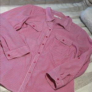 Kim Rogers Pink and White Striped Shirt
